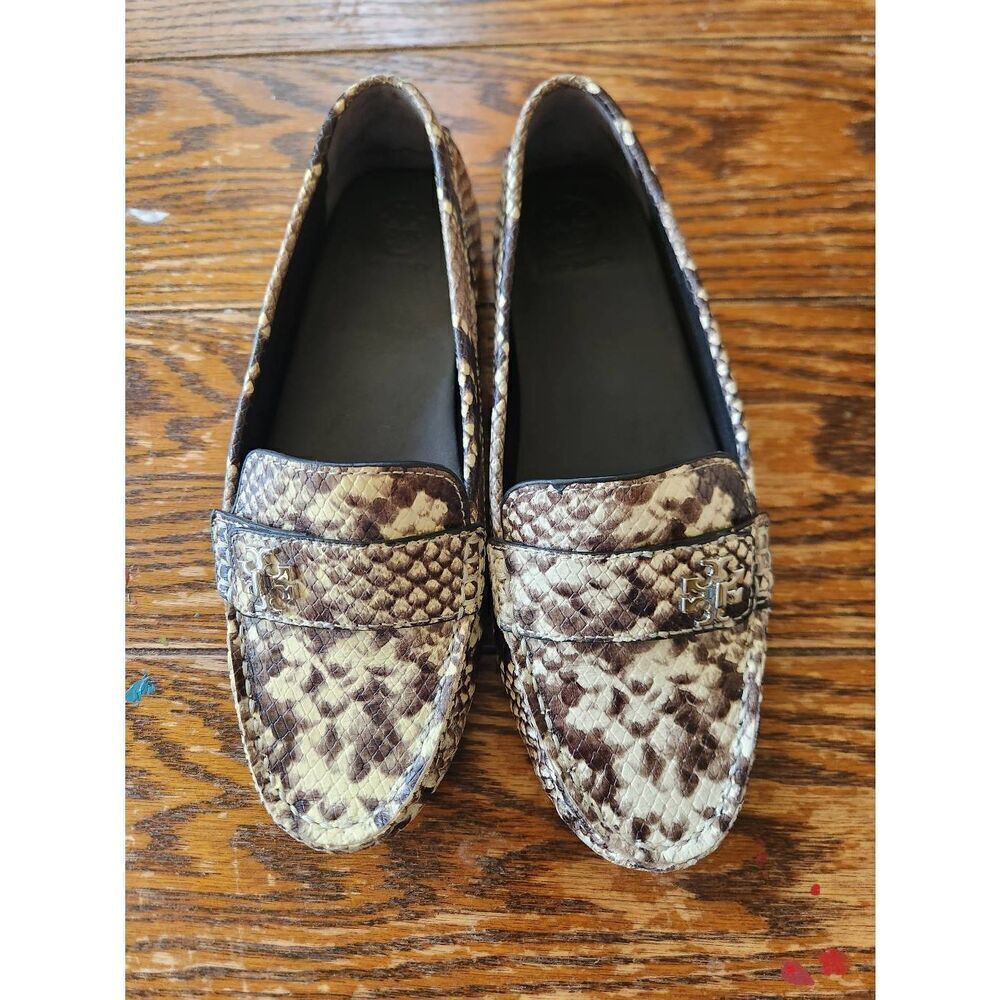 Tory Burch Kira driver leather shoe snake print size 6.5
